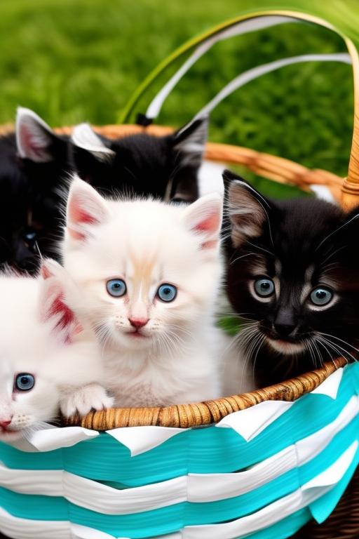 Kittens in a basket with words "Good morning, Monday"